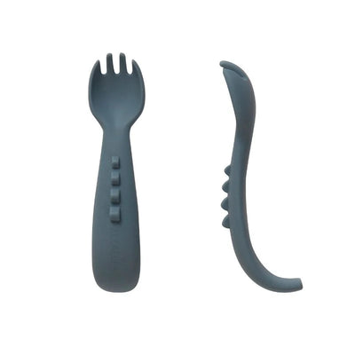 All 4 Ella Comfy Grip Silicone Forks 2 Pack - Slate Blue