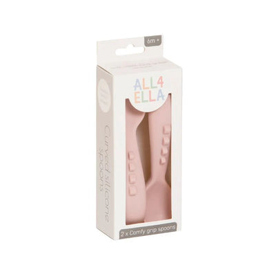 All 4 Ella Comfy Grip Silicone Spoons 2 Pack - Dusty Pink