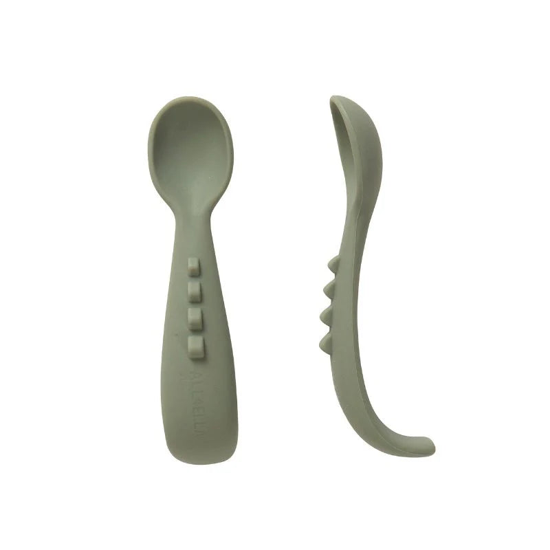 All 4 Ella Comfy Grip Silicone Spoons 2 Pack - Olive