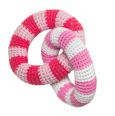 Emotion & Kids Crochet Rattle Rings - Pink & Red