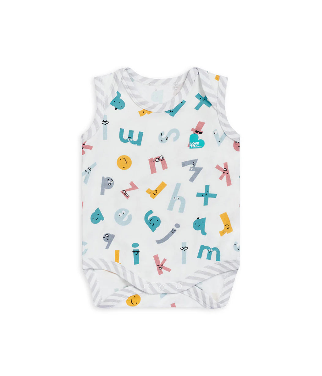 Love To Dream Ecovero Bodysuit Sleeveless - White Alphabet Soup