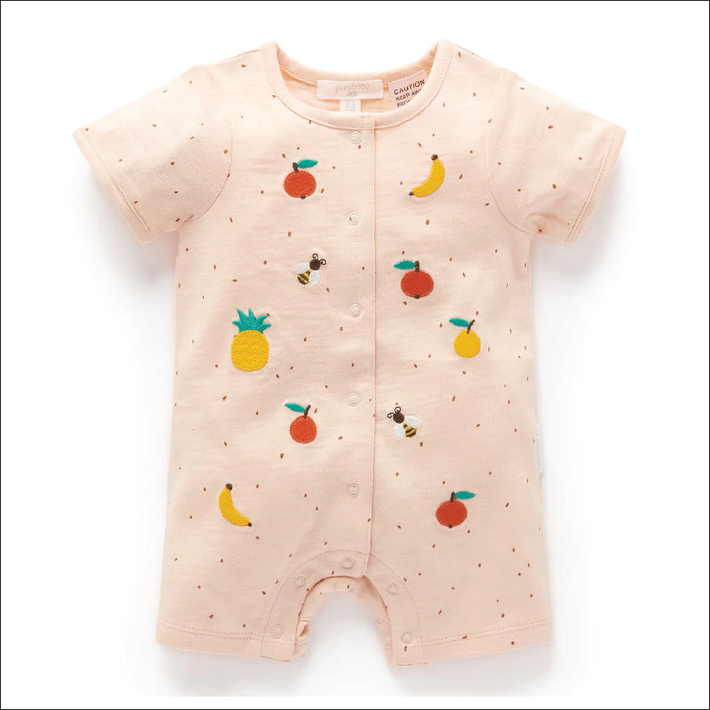 Purebaby Fruits Shortie Growsuit - Melon Pip Print