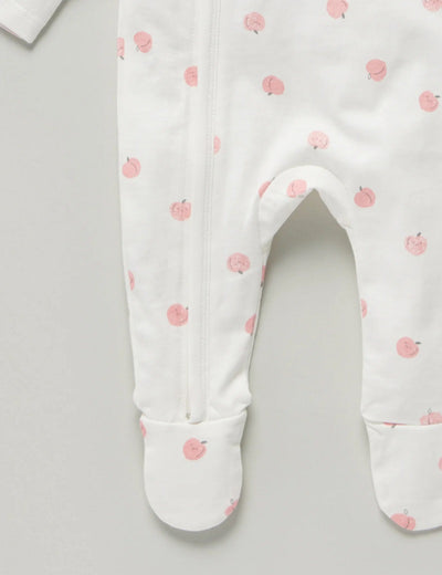 Little Green & Co Core Jersey Zip Onesie - Peach AOP