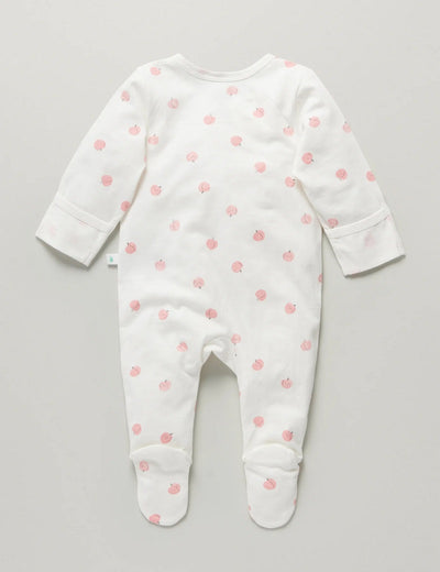 Little Green & Co Core Jersey Zip Onesie - Peach AOP