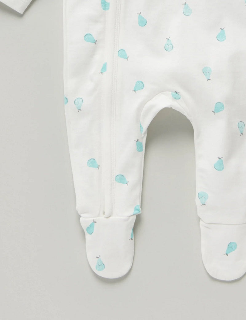 Little Green & Co Core Jersey Zip Onesie - Pear AOP