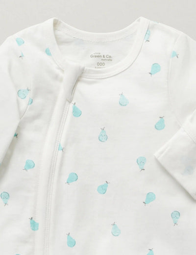 Little Green & Co Core Jersey Zip Onesie - Pear AOP