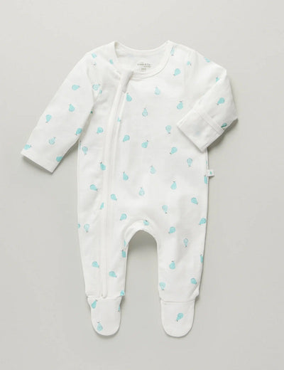 Little Green & Co Core Jersey Zip Onesie - Pear AOP