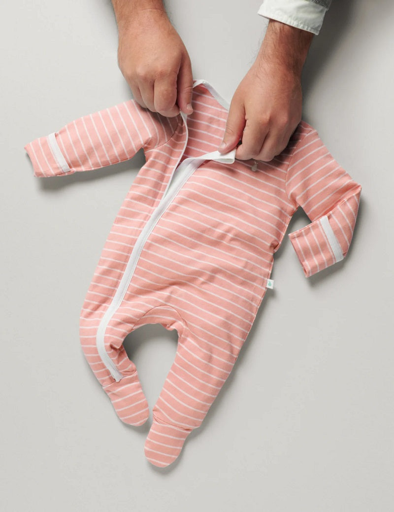 Little Green & Co Core Jersey Zip Onesie - Sorbet Stripe