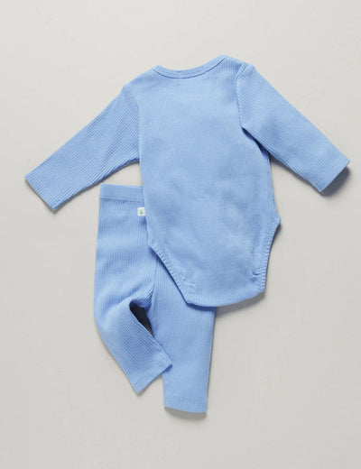Little Green & Co Core Rib Long Sleeve Bodysuit & Legging - Blue