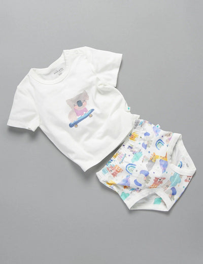 Little Green & Co Jersey Tee & Nappy Cover Set - Animal Pals