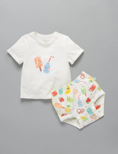 Little Green & Co Jersey Tee & Nappy Cover Set - Summer Yums