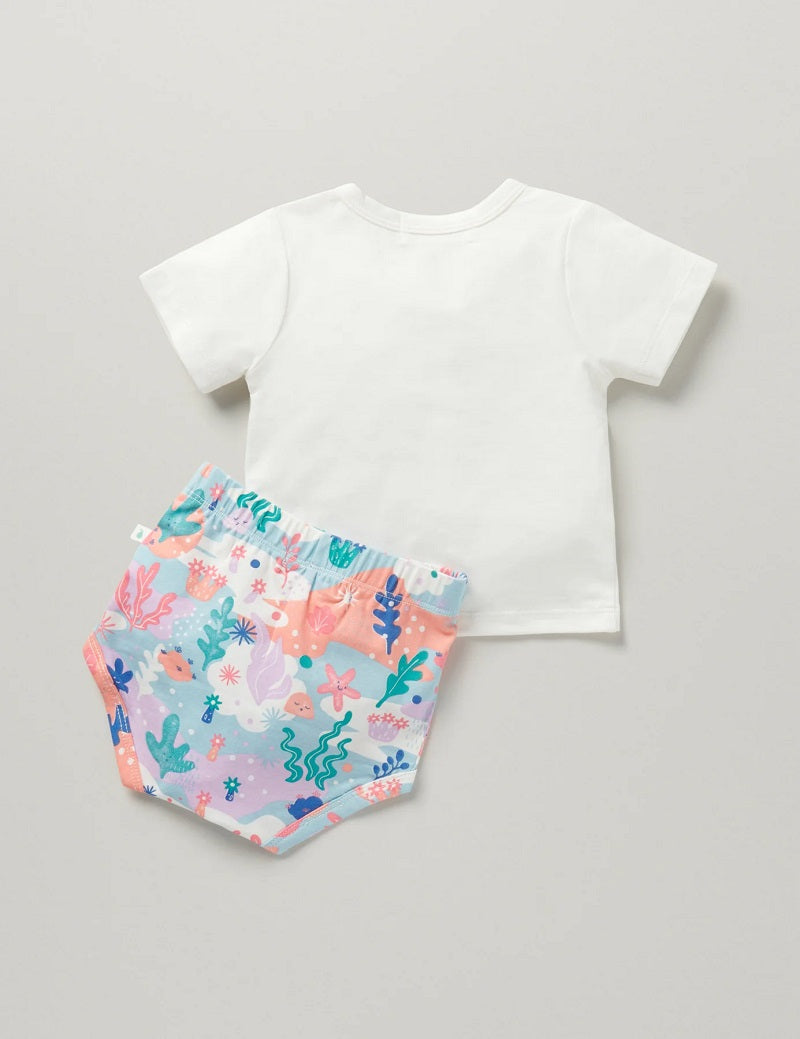 Little Green & Co Jersey Tee & Nappy Cover Set - Coral Garden