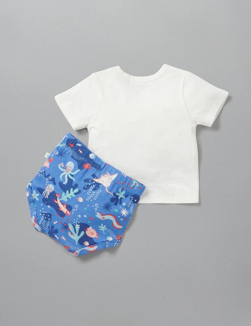 Little Green & Co Jersey Tee & Nappy Cover Set - Marine Crew