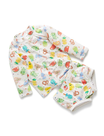 Little Green & Co Long Sleeve Rash Vest & Nappy Cover Set - Summer Yums