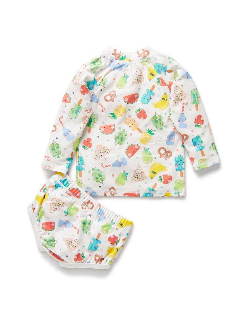 Little Green & Co Long Sleeve Rash Vest & Nappy Cover Set - Summer Yums