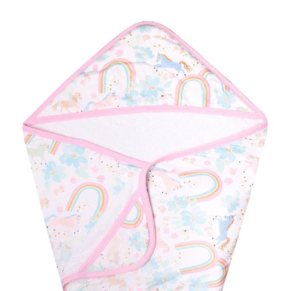 Copper Pearl Hooded Towel - Whimsy Unicorn Rainbow