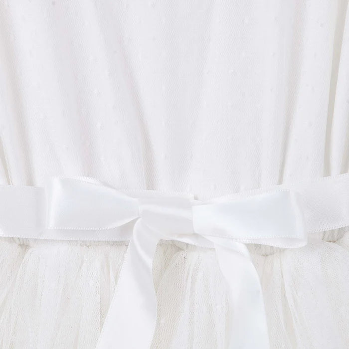 Designer Kidz Sally Long Sleeve Spot Tutu Dress - Ivory