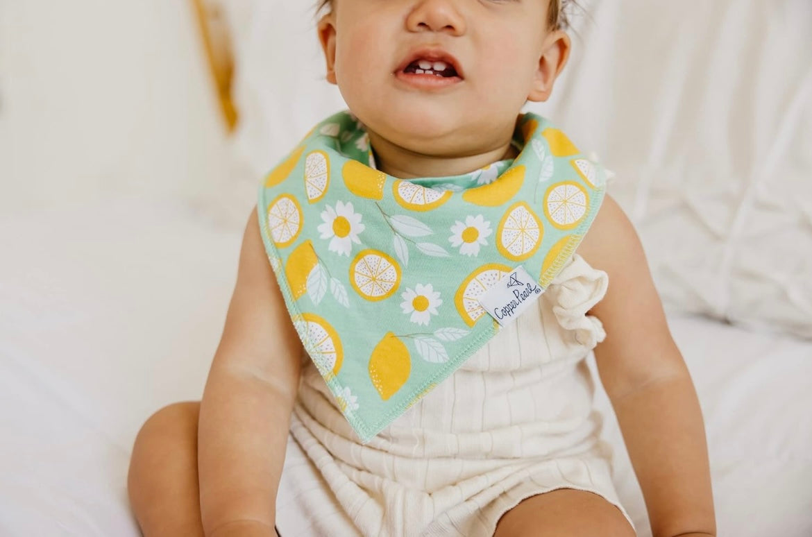 Copper Pearl Bandana Bib Set 4 Pack - Lemon