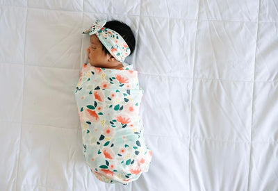 Copper Pearl Swaddle Wrap/Blanket - Leilani Blue Pink Floral