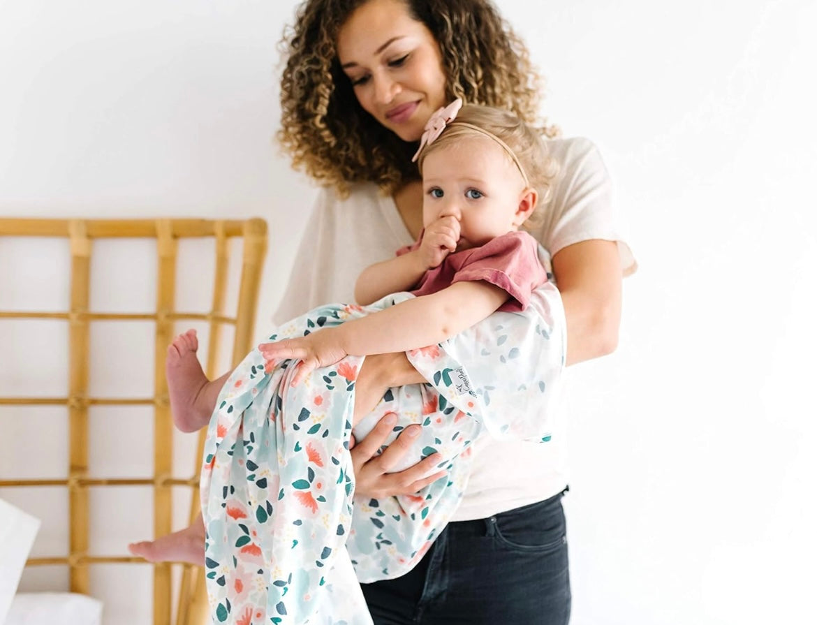 Copper Pearl Swaddle Wrap/Blanket - Leilani Blue Pink Floral