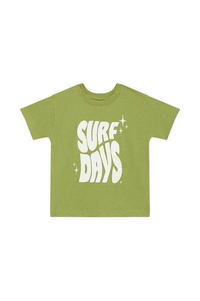 Bonds Kids Short Sleeve Crew Tee - Surf Days Thyme Is Money Green