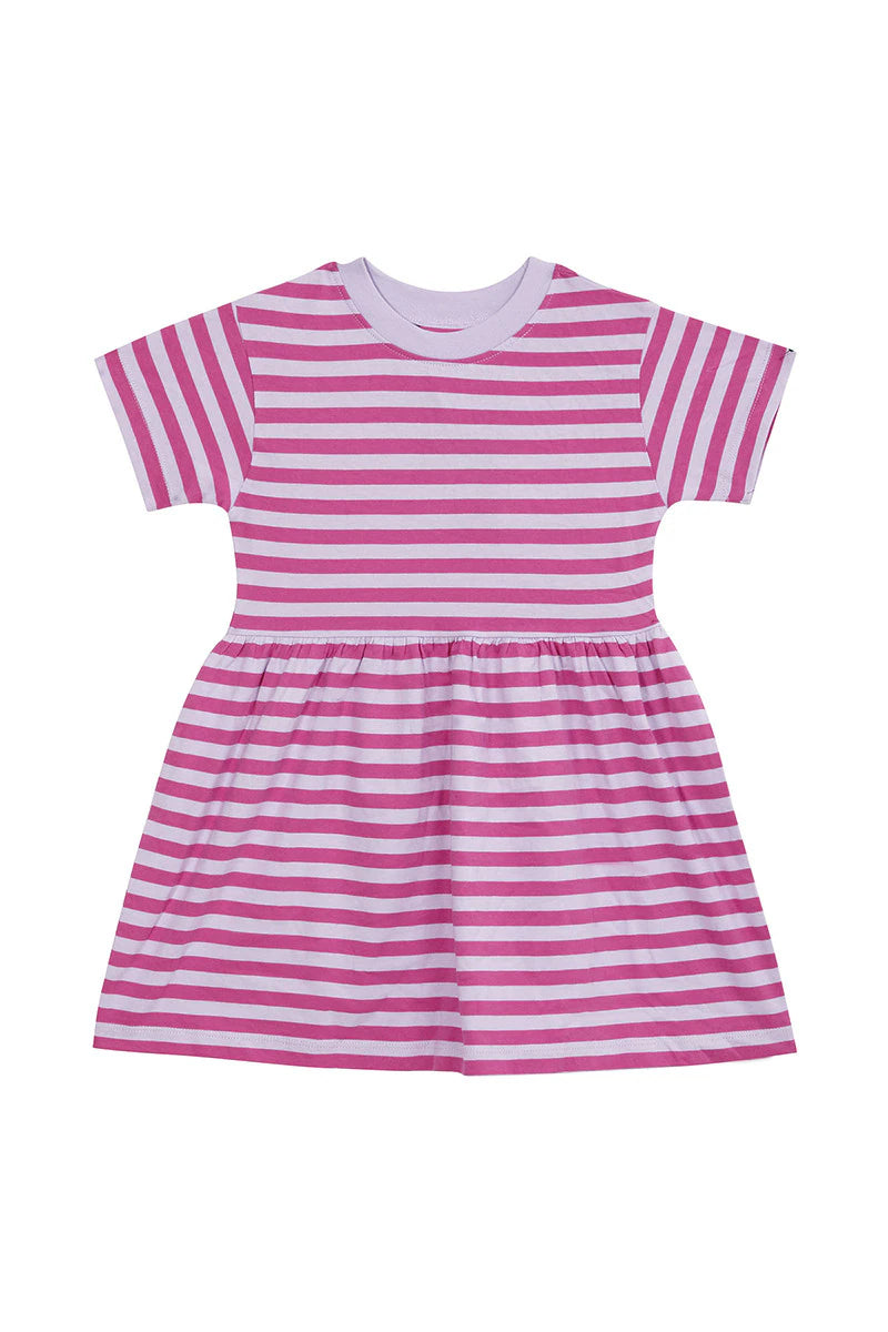 Bonds Girls Tee Dress - Breton Stripe Pink