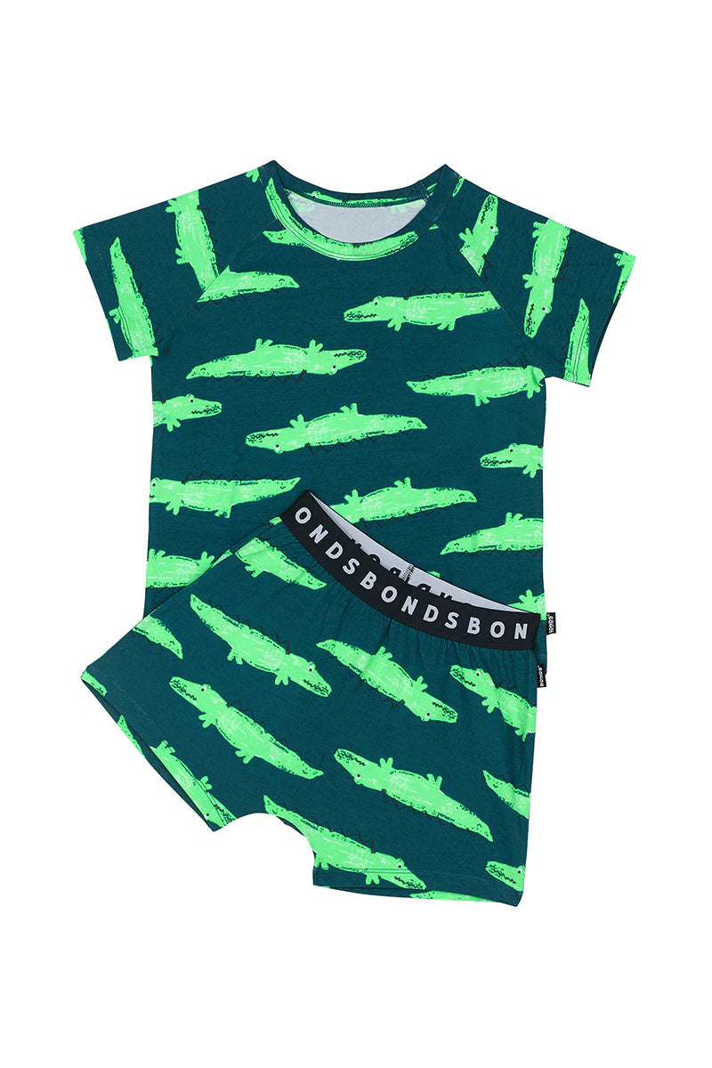 Bonds Kids Tee Sleep Set - Sneaky Croc Green