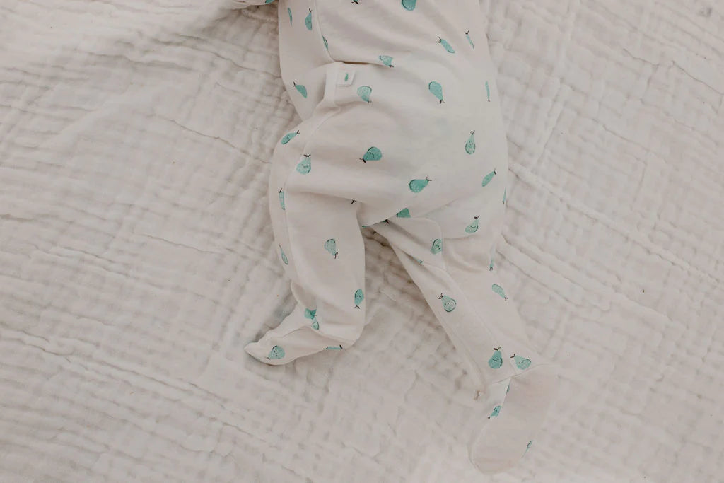 Little Green & Co Core Jersey Zip Onesie - Pear AOP