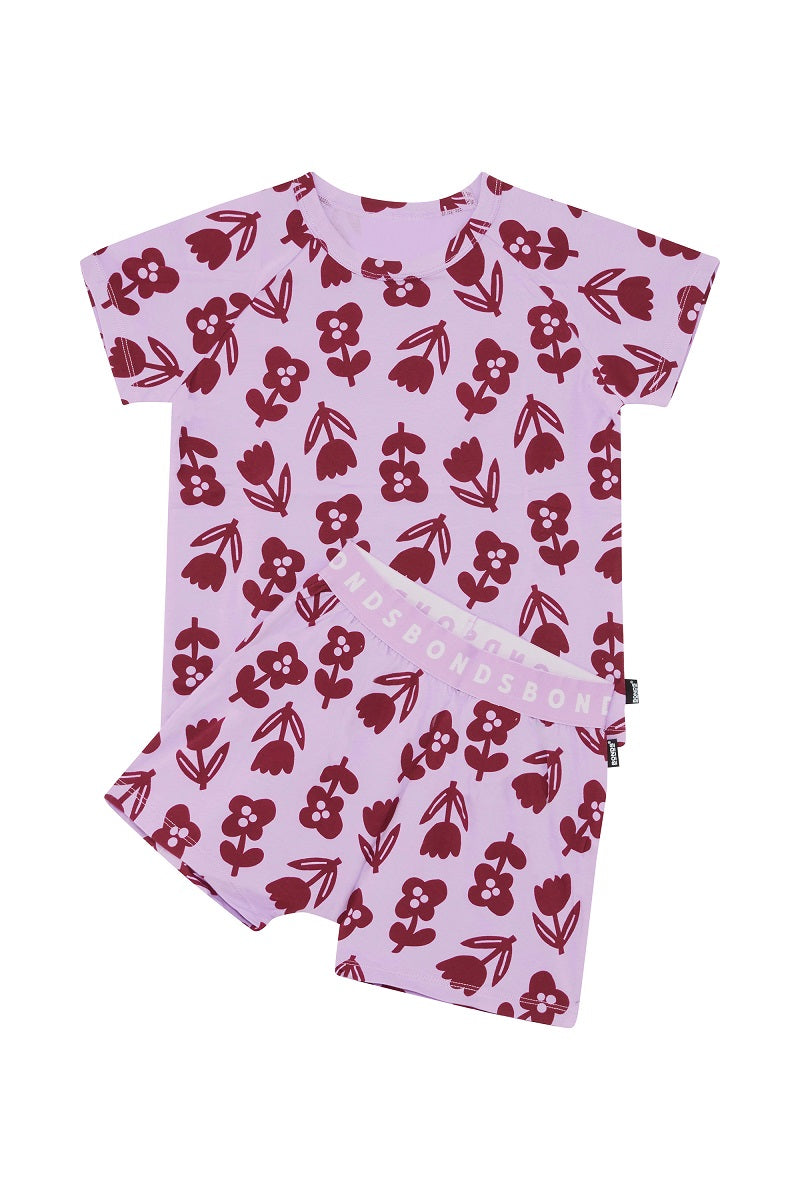 Bonds Kids Tee Sleep Set - Topsy Turvy Tulip Purple Pansy