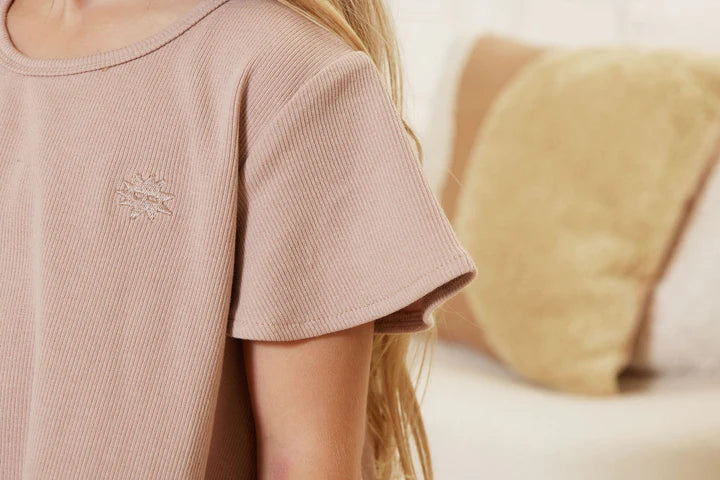 Kapow Kids Taupe Rib Flutter T-Shirt