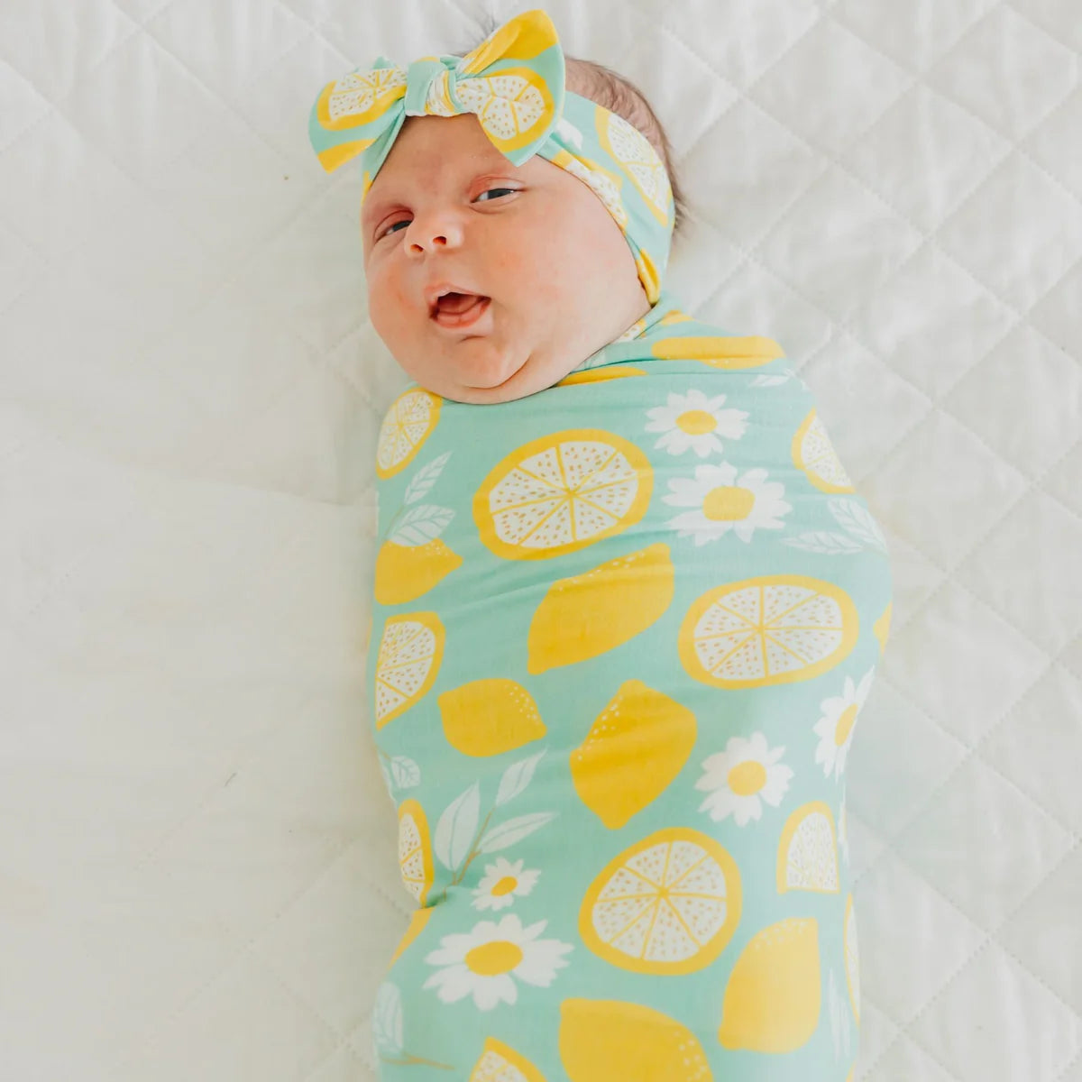 Copper Pearl Knit Swaddle Blanket - Lemon