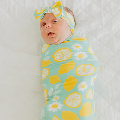 Copper Pearl Knit Swaddle Blanket - Lemon