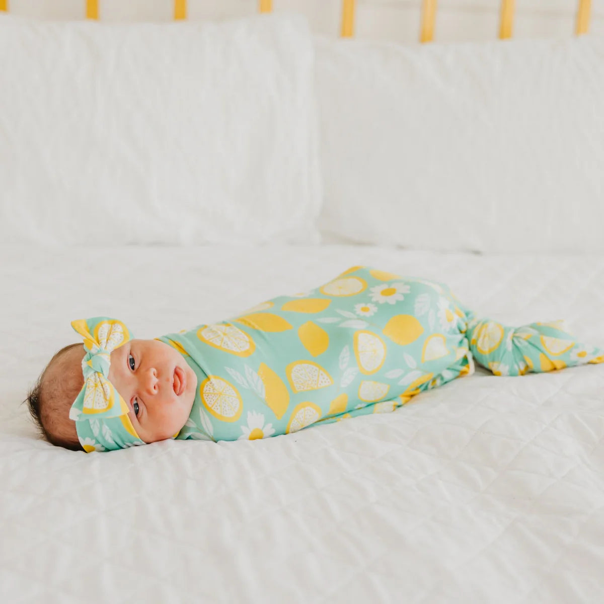 Copper Pearl Knit Swaddle Blanket - Lemon