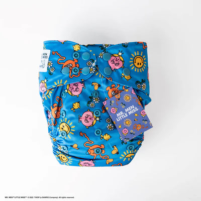 Monarch Ultimate Wipeable Cloth Nappy V3.0 With Snaps Mr Men Little Miss - Retro