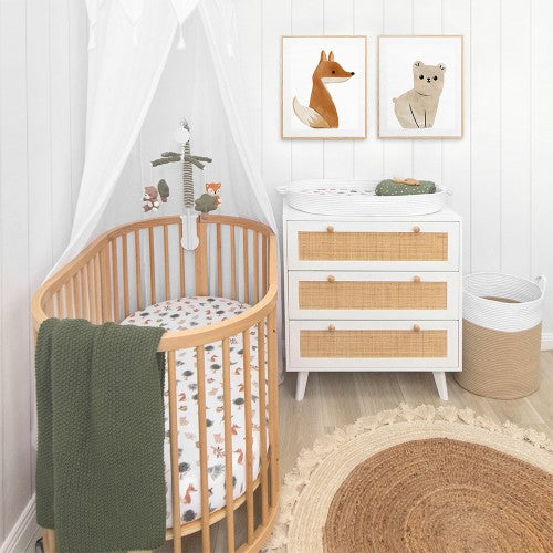 Living Textiles 2 Pack Oval Cot Fitted Sheets - Forest Retreat