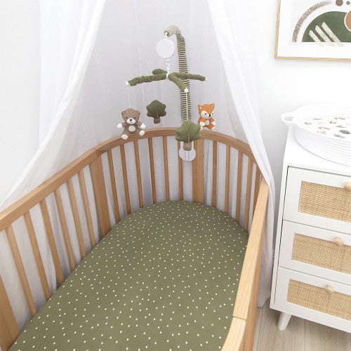 Living Textiles 2 Pack Oval Cot Fitted Sheets - Forest Retreat