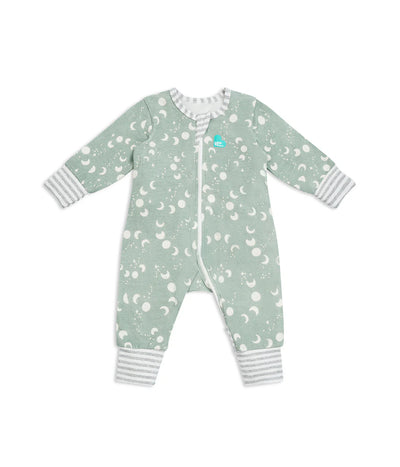 Love To Dream Long Sleeve Footless Romper - Green Moonscape