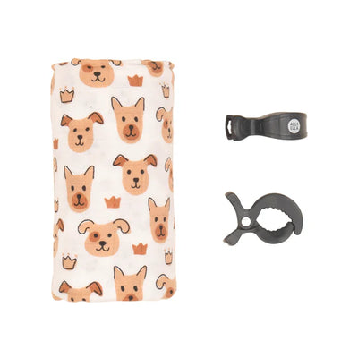 All 4 Ella Organic Muslin Swaddle & 2 Pram Peg Gift Set - Puppies