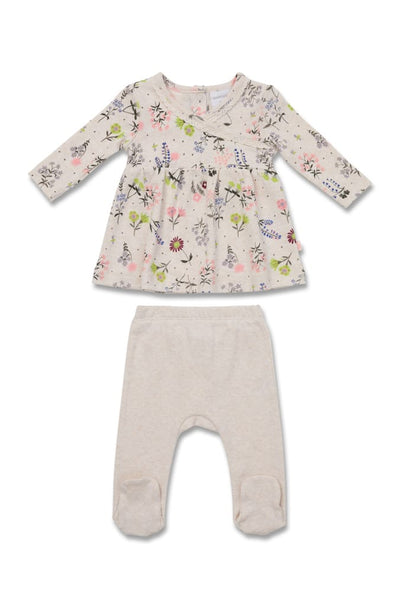 Marquise Girls Floral Top & Oatmeal Pants Set - Yardage