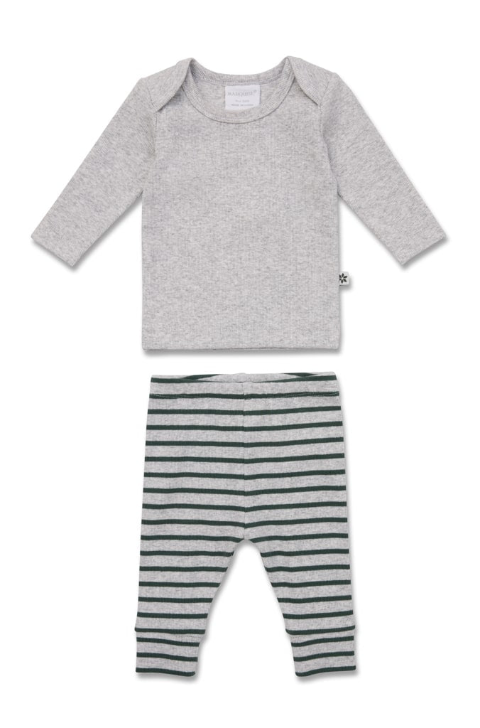 Marquise Boys Striped Top and Pants Set - Grey/Stripe
