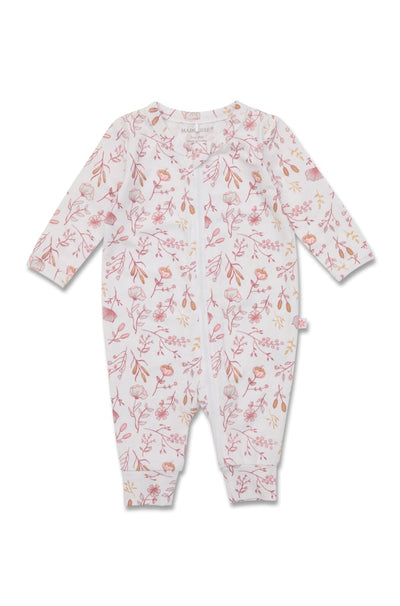 Marquise Girls Pink Posie Zipsuit - Floral Print