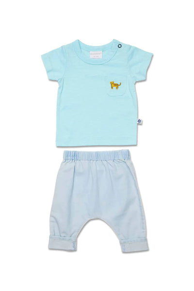 Marquise Tiger Tribe Top and Chambray Pants Set - Blue