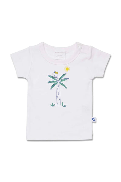 Marquise Palm Tree T-Shirt and Nappy Pant Set - White/Grey