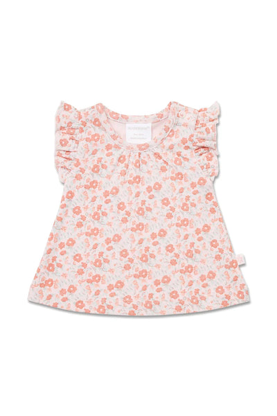 Marquise Floral Frill Top and Blue Nappy Pant Set - Floral/Blue
