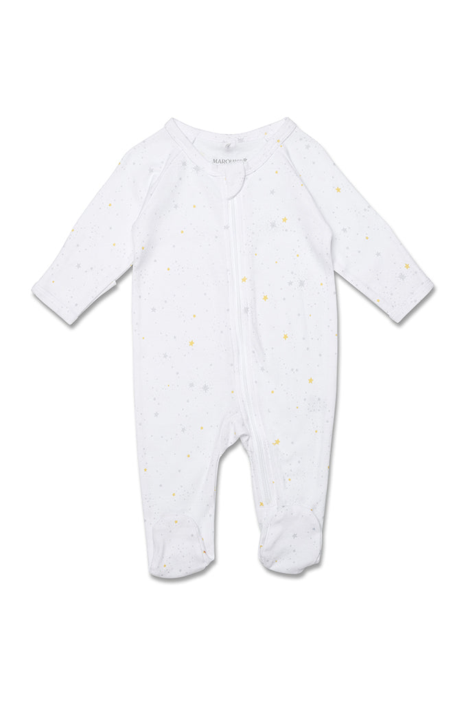 Marquise Newborn Essentials Zipsuit and Beanie - Grey/Yellow Print