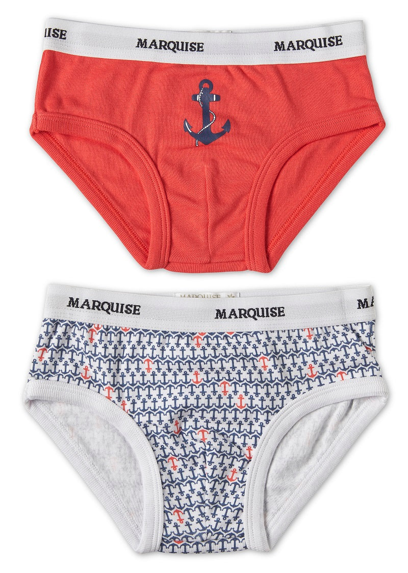 Marquise Boys 2 Pack Ahoy Underwear - Print/Red