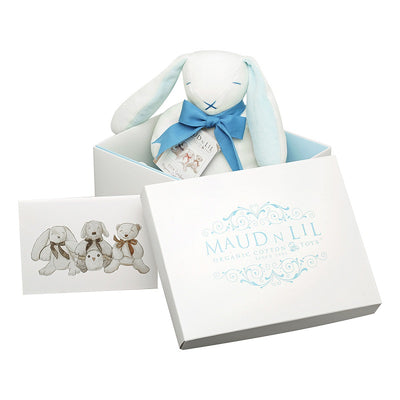 Maud n Lil Organic Oscar Blue Bunny 20cm Toy With Bell