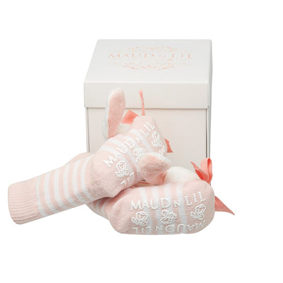 Maud n Lil Organic Rose Rattle Socks - Pink