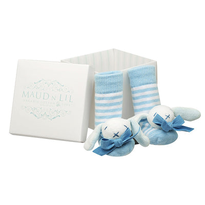 Maud n Lil Organic Oscar Rattle Socks - Blue