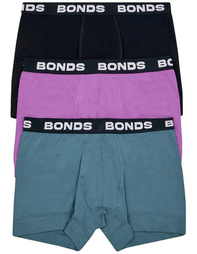 Bonds Men's Total Package Trunk 3 Pack - Black/Grapeness